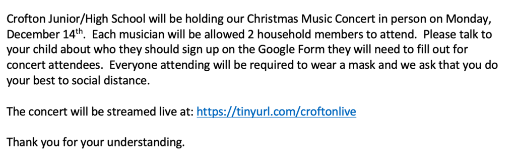 Christmas Concert Info